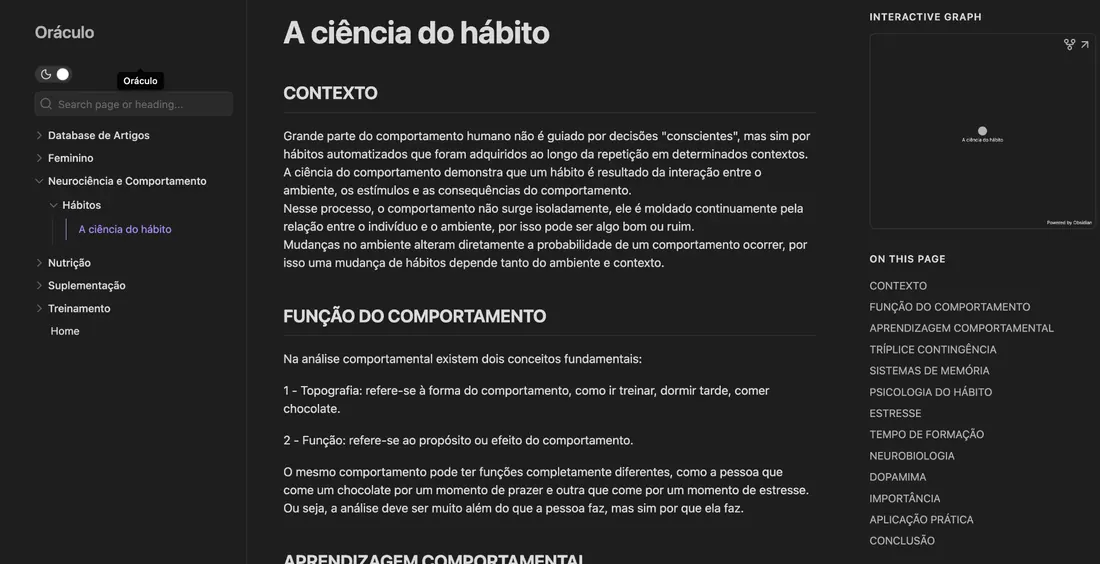 Oráculo — Visão geral da base de conhecimento